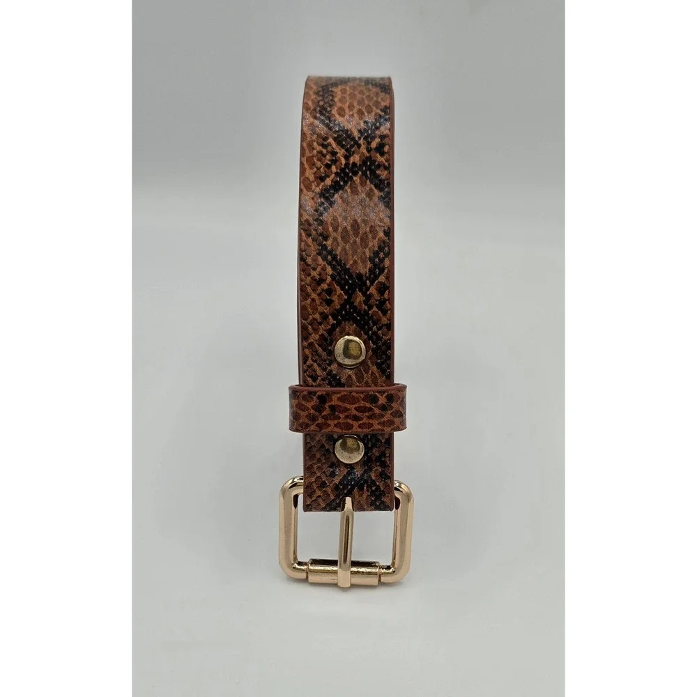 Snakeskin Embossed PU Leather Belt Women's 34